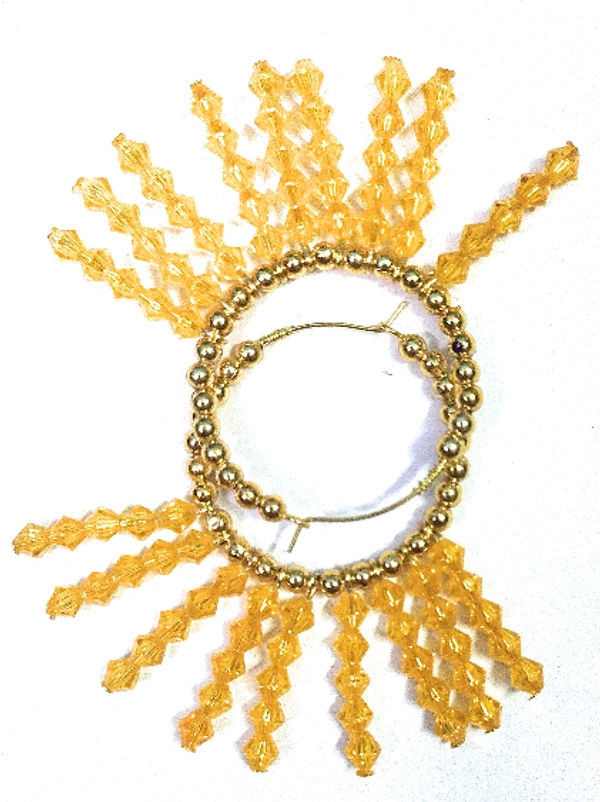 NIBRAS Yellow Multi-layered Dangling Hoop Earrings - B09L1H8D68, 9 gm, 7cm x 8cm x 1cm
